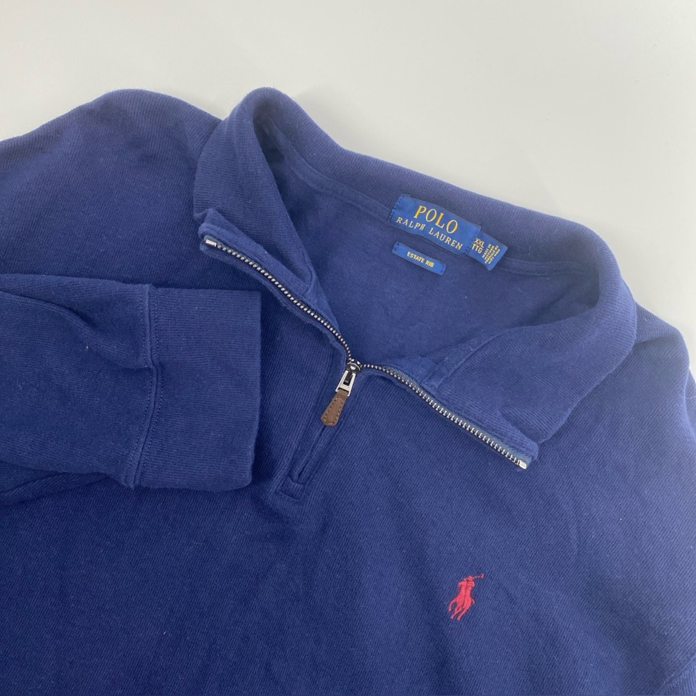 Polo Ralph Lauren Pullover Mens XXL Blue Estate Rib 1/4 Zip Old Money Preppy 2XL